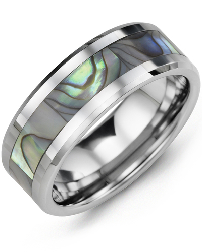 Bague pour homme en tungstène et coquillage