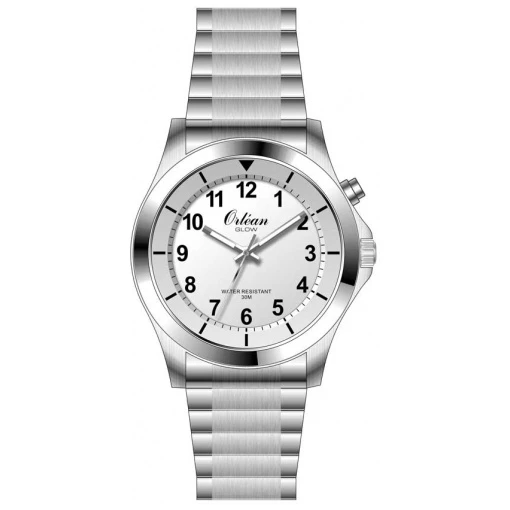 Montre homme stainless, bracelet élastique, glow, 30M