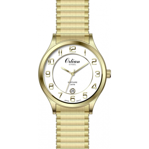 Montre stainless, bracelet élastique, verre saphir
