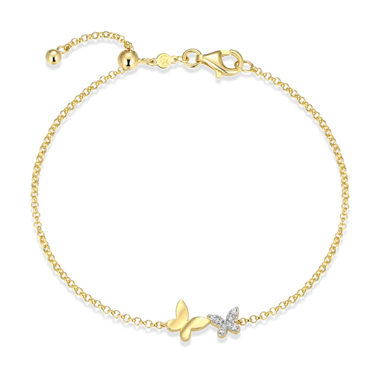 Bracelet pour femme en argent 925, 0.05 carat de diamants laboratoires, papillons - 31AD0RKH43 - M by Monte Luna