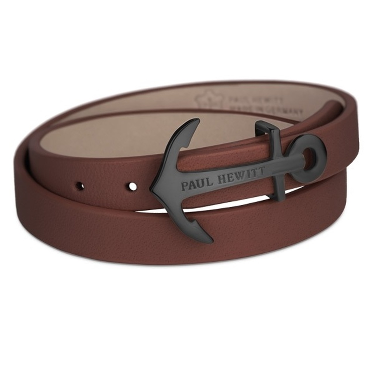 Bracelet cuir / stainless double, ancre
