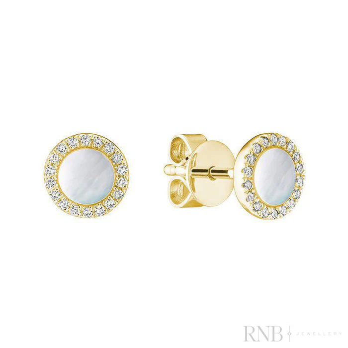 Boucles d'oreilles pour femme en or 10k, 36 diamants pour 0.18 carat, 2 nacres de perle - 13-0410COLWPY - RNB