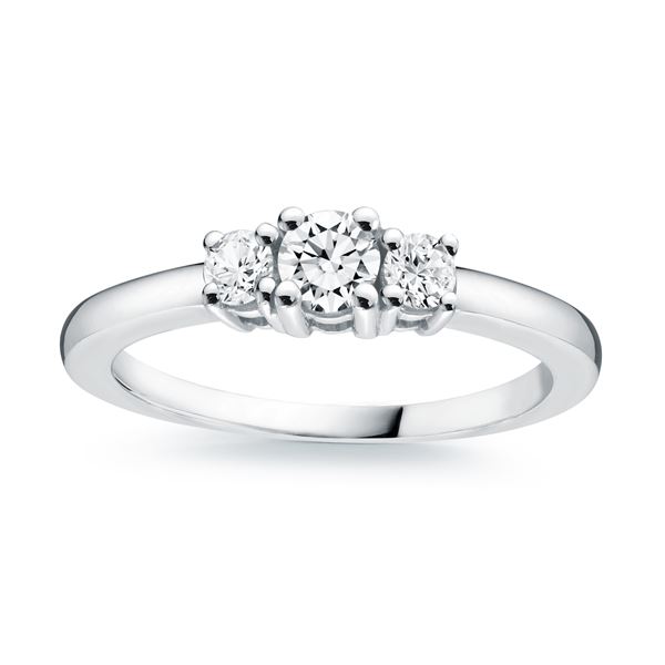Bague trinité pour femme en or 14, 3 diamants VS fabriqués en laboratoire pour 0.25 carat ( centre = 0.13 carat )