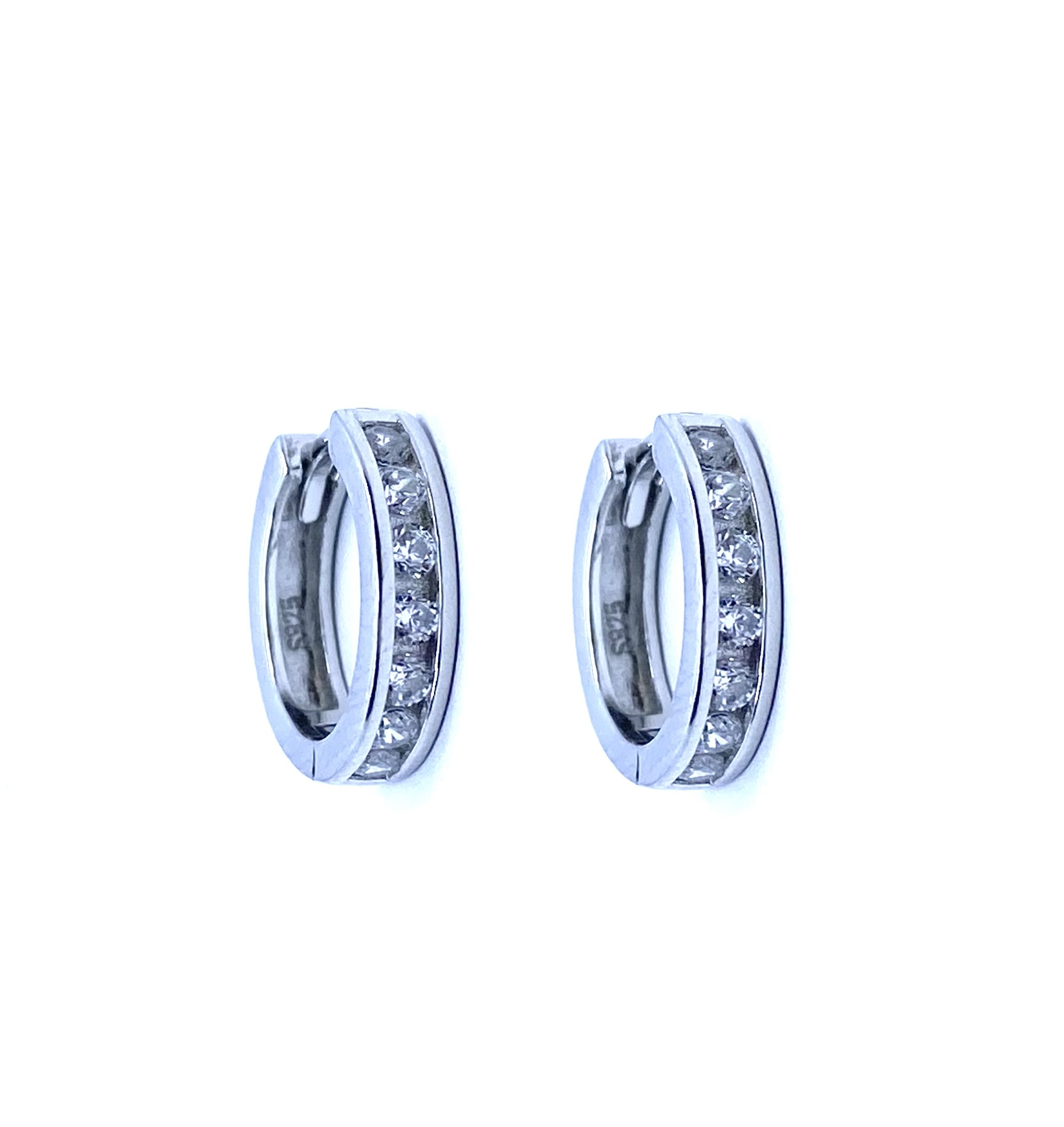 Boucles d'oreilles pour femme en argent 925, zircons, fourchette