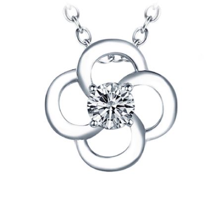 Pendantif argent 925, fleur, 1 pierre