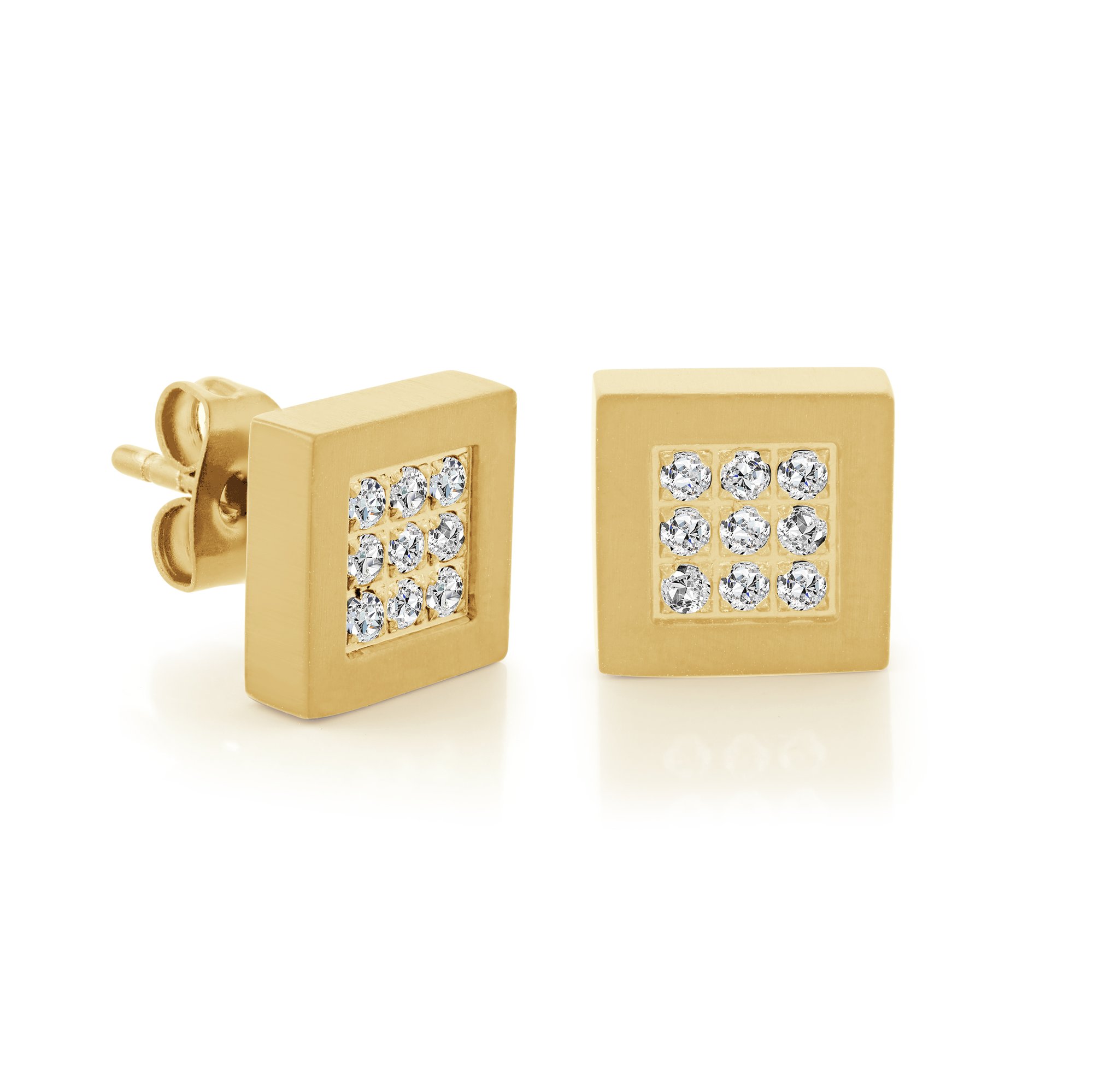 Boucles d'oreilles en stainless garnies de pierres, studs