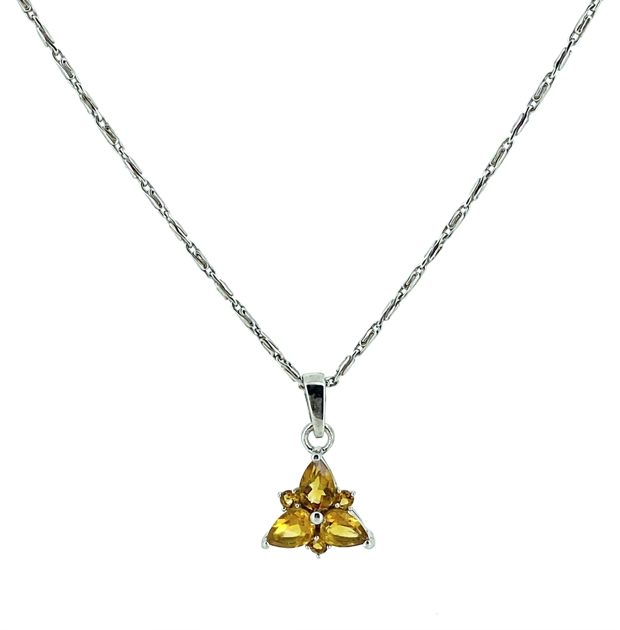 Pendentif pour femme en argent 925, 6 citrines pour 1.47 carat