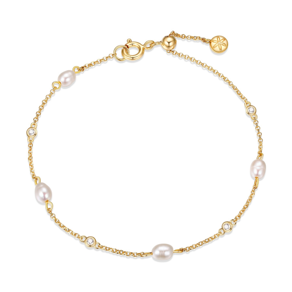 Bracelet pour femme en argent 925, perles, cubic zirconium