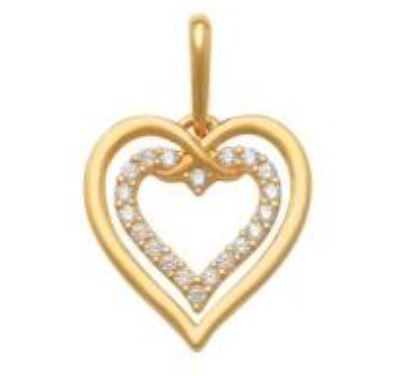 Pendentif pour femme en or 10K, coeur, zircons