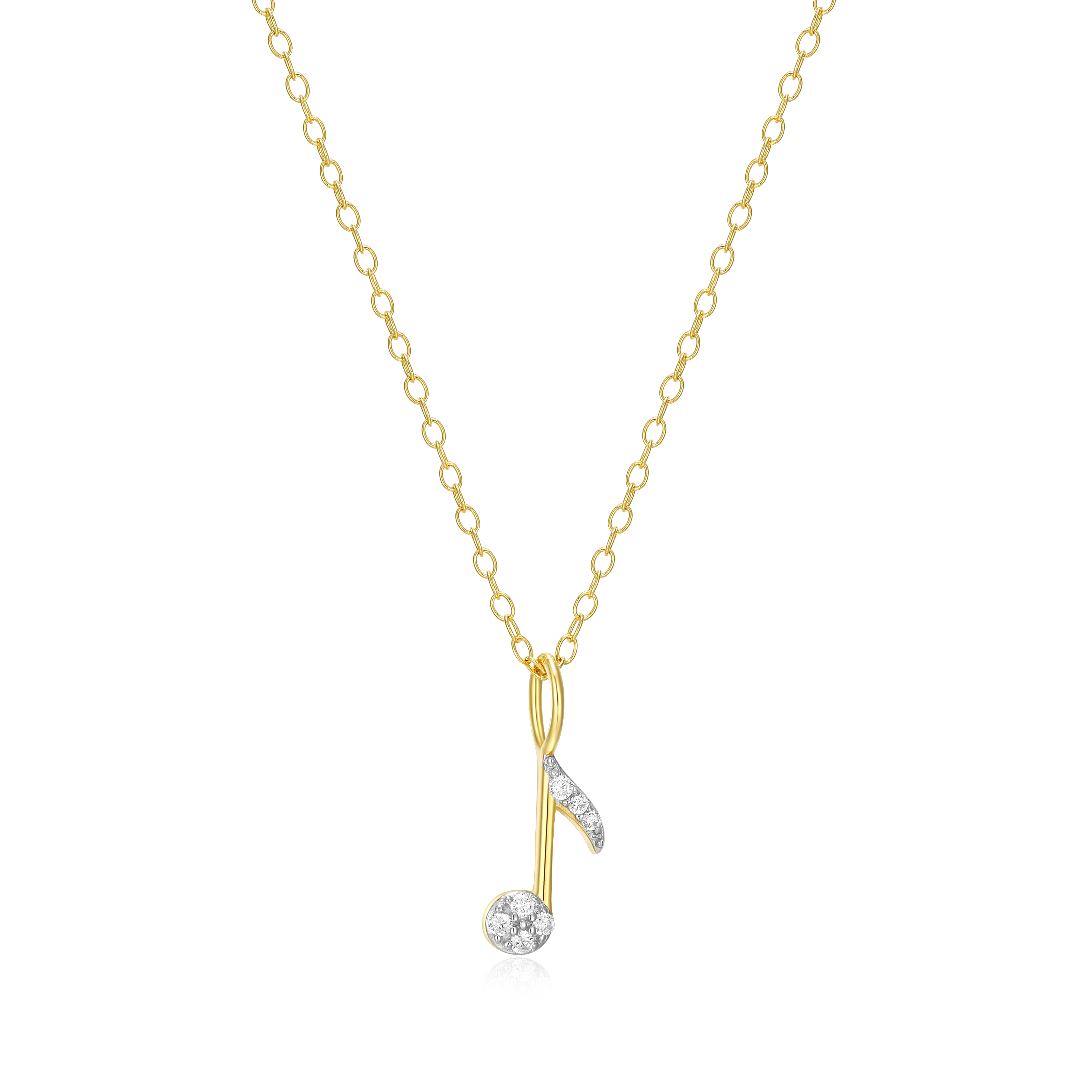 Pendentif pour femme en argent 925, 0.05 carat de diamants laboratoires, note de musique - S3AWP5KHZZ - M by Monte Luna