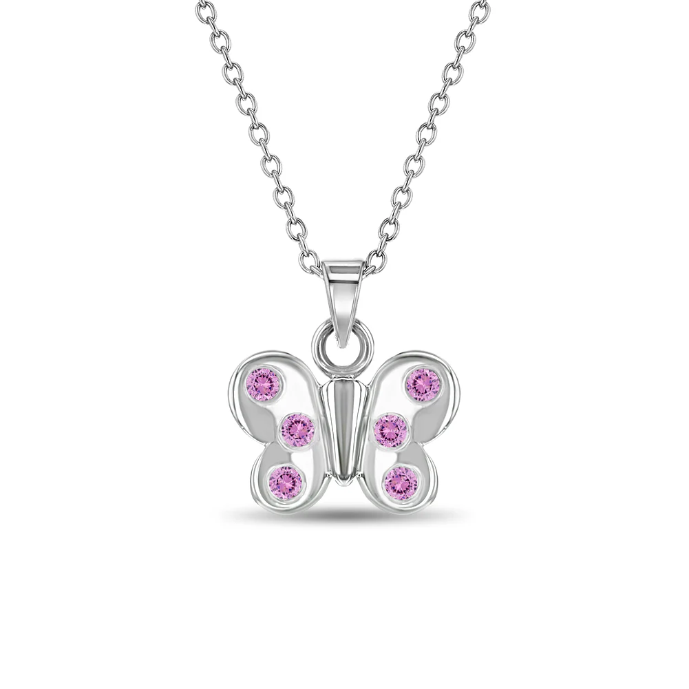 Pendentif pour enfant en argent 925, cubic zirconium, papillon - SS-10-00040 - In Season Jewelry
