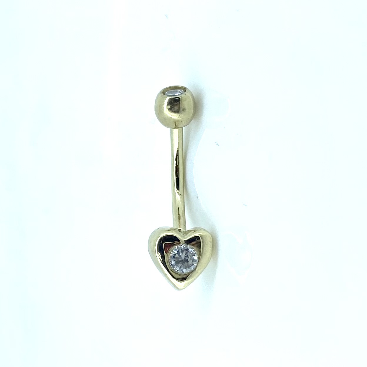 Barbel pour femme en or 14k, cubic zirconium, coeur - BARBEL03 - REC