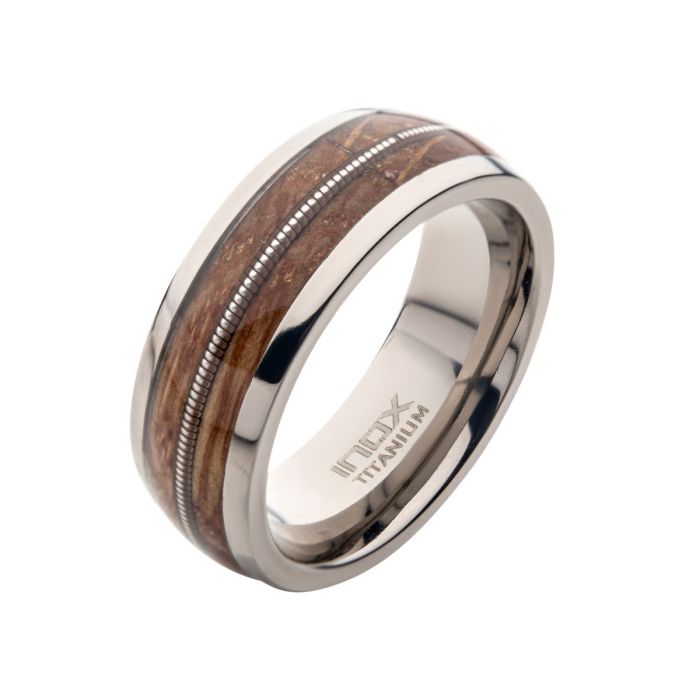 Jonc pour homme en titanium et bois - FRT1388-09 - Inox