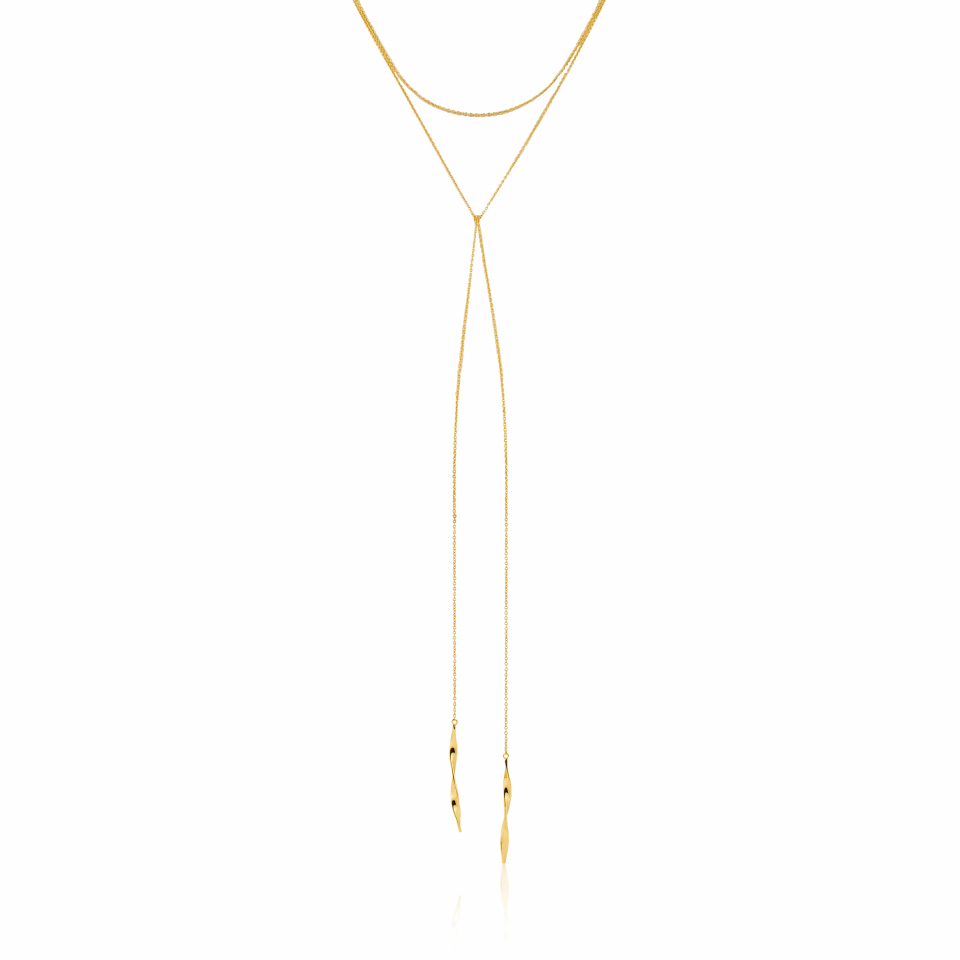 Collier argent 925 double, 2 tiges twistées
