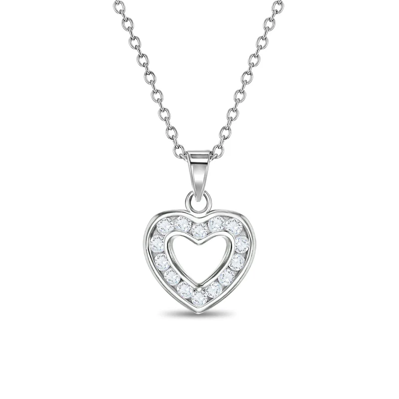 Pendentif pour enfant en argent 925, cubic zirconium, coeur - SS-10-00031 - In Season Jewelry