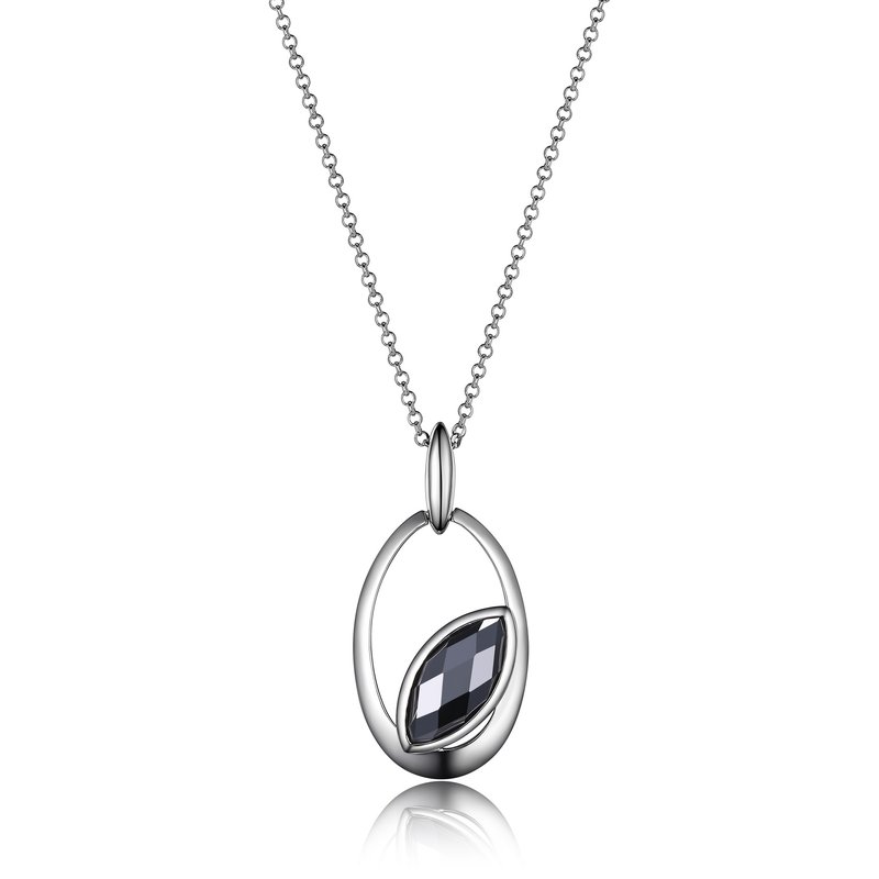 Pendantif+chaine argent 925, pierre coupe 'marquise'