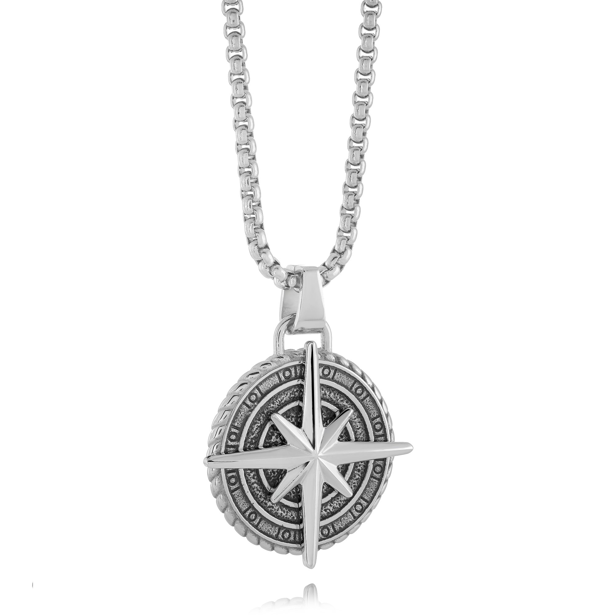 Pendentif pour homme en stainless, rose des vents