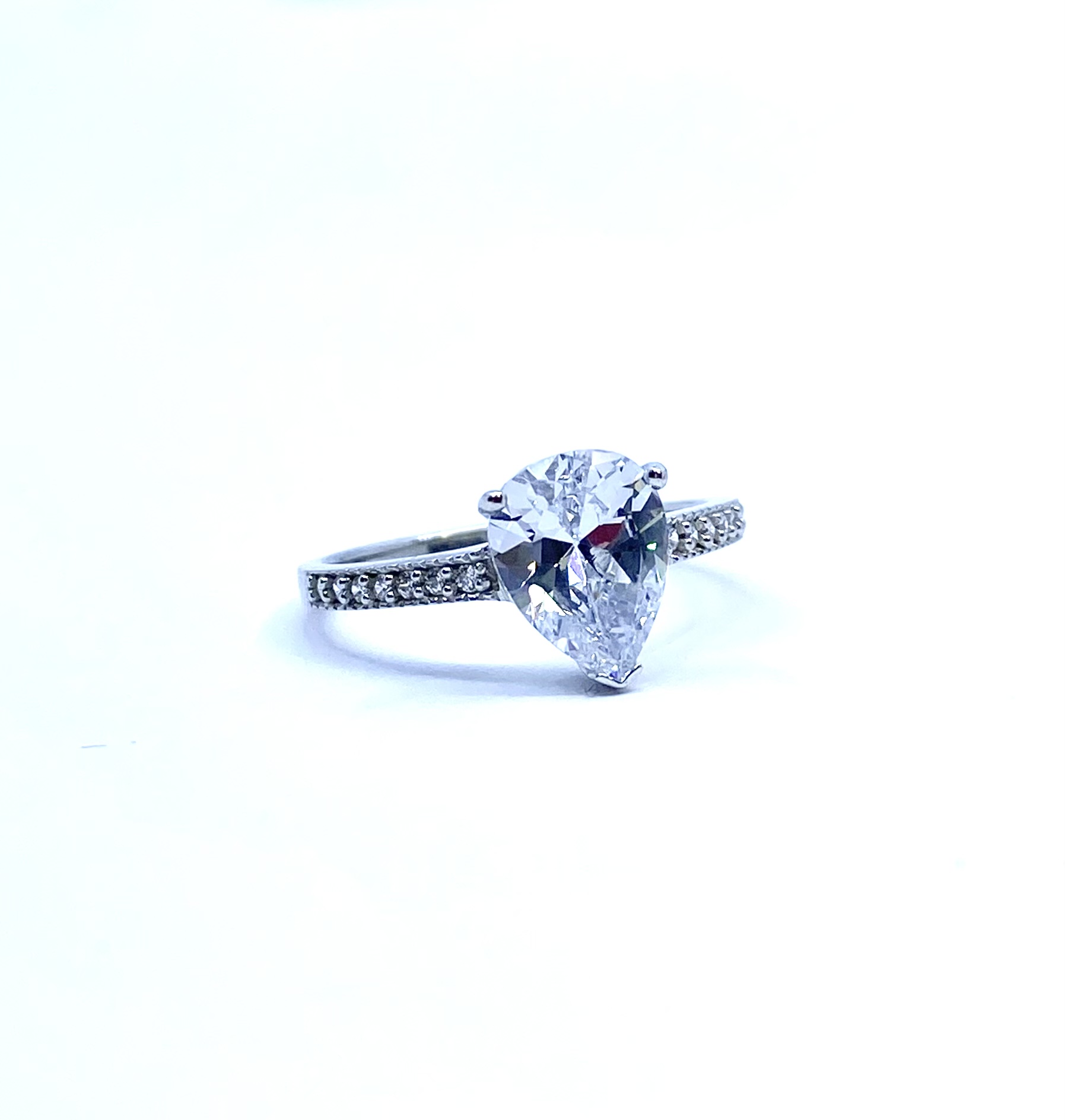 Bague pour femme en argent 925, zircons coupe poire