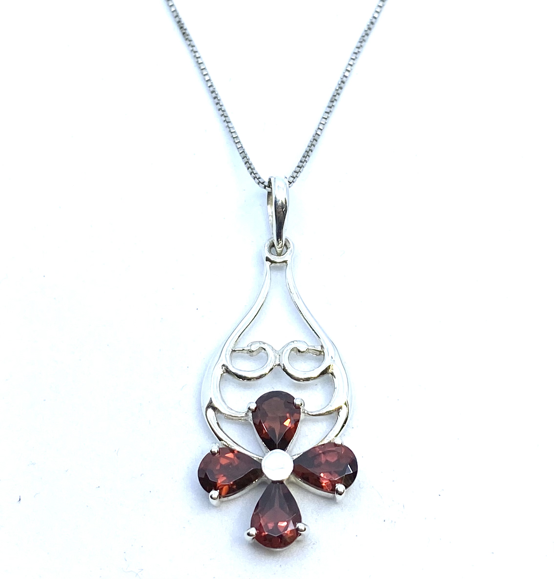 Pendentif pour femme en argent 925, 4 grenats