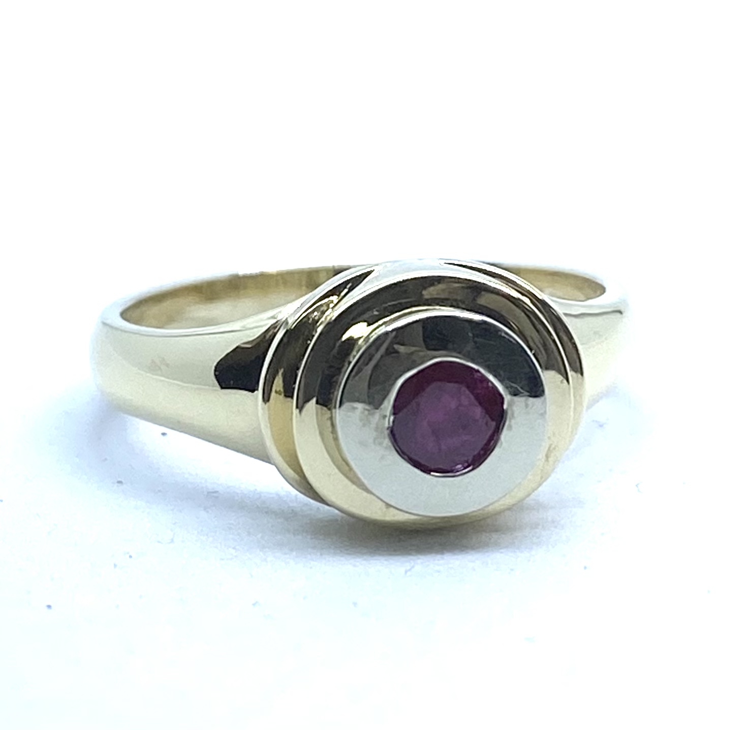Bague pour femme en or 14K, 1 rubis 4mm