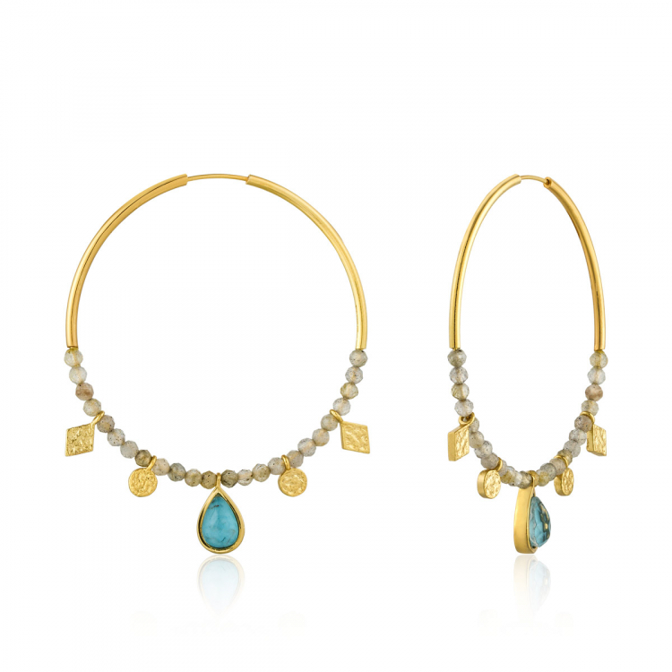 Boucle d'oreille argent 925, anneau, billes