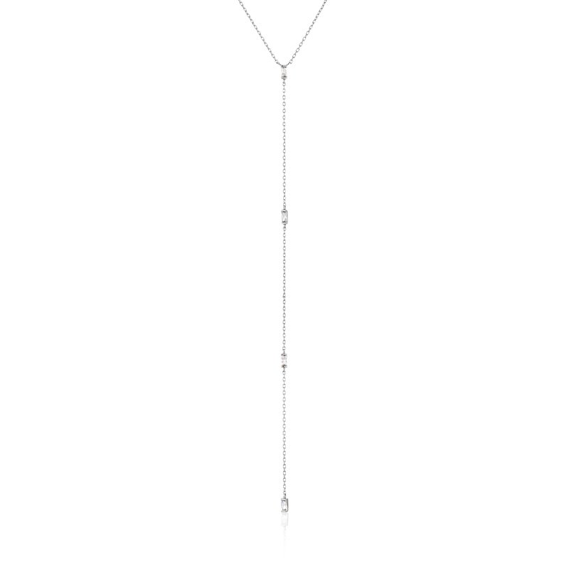 Collier pour femme en argent 925, 4 pierres coupe 'baguette'