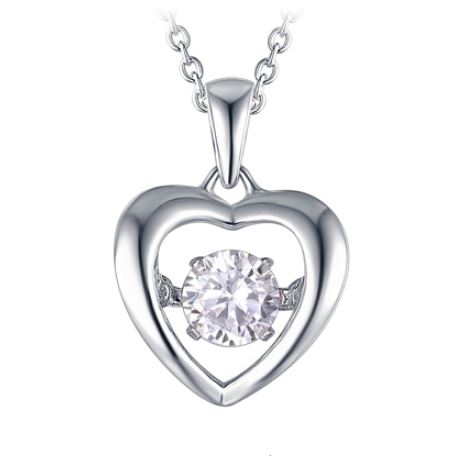 Pendantif argent 925, coeur, 1 pierre dansante
