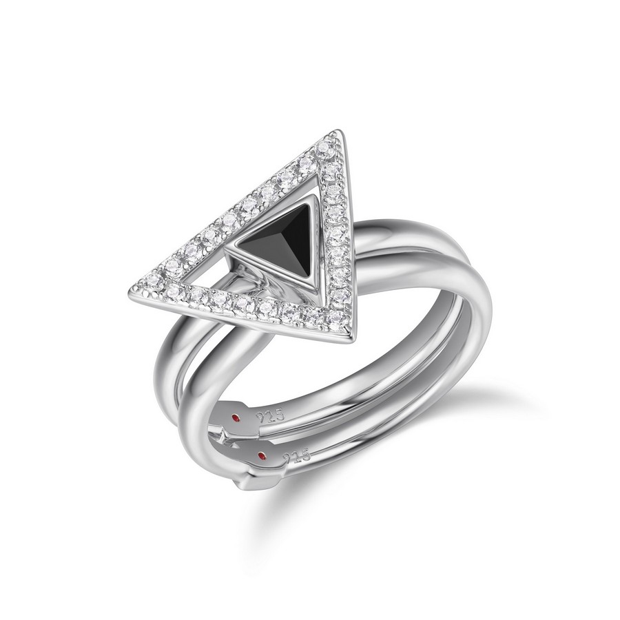 Bague pour femme en argent 925, cubic zirconium, agathe noire