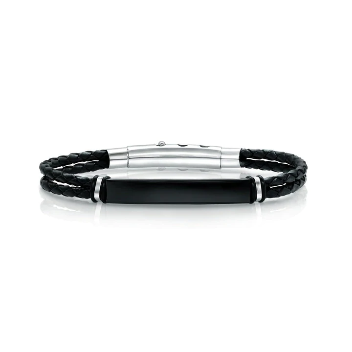 Bracelet pour homme en stainless et cuir