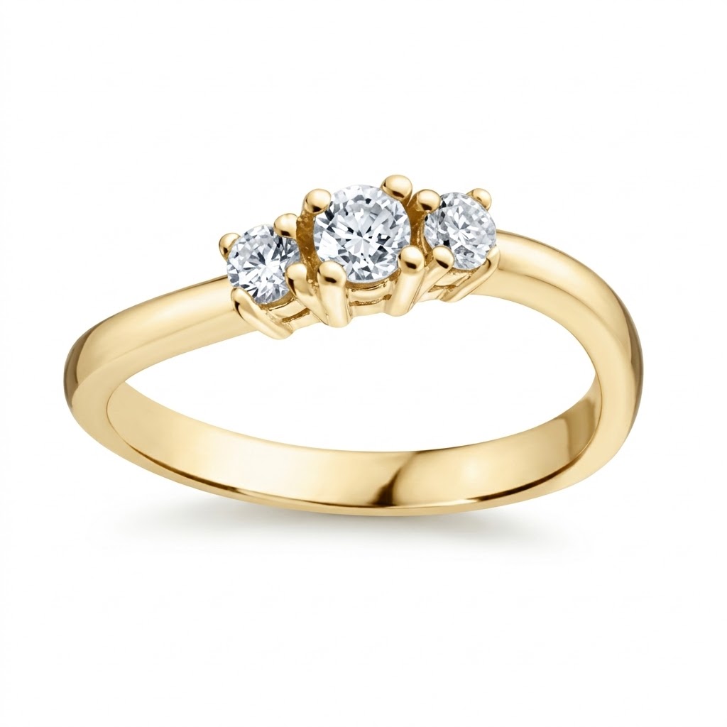 Bague trinitée pour femme en or 10k, 3 diamants laboratoire VS pour 0.24 carat - FDC-394AYW - MALO