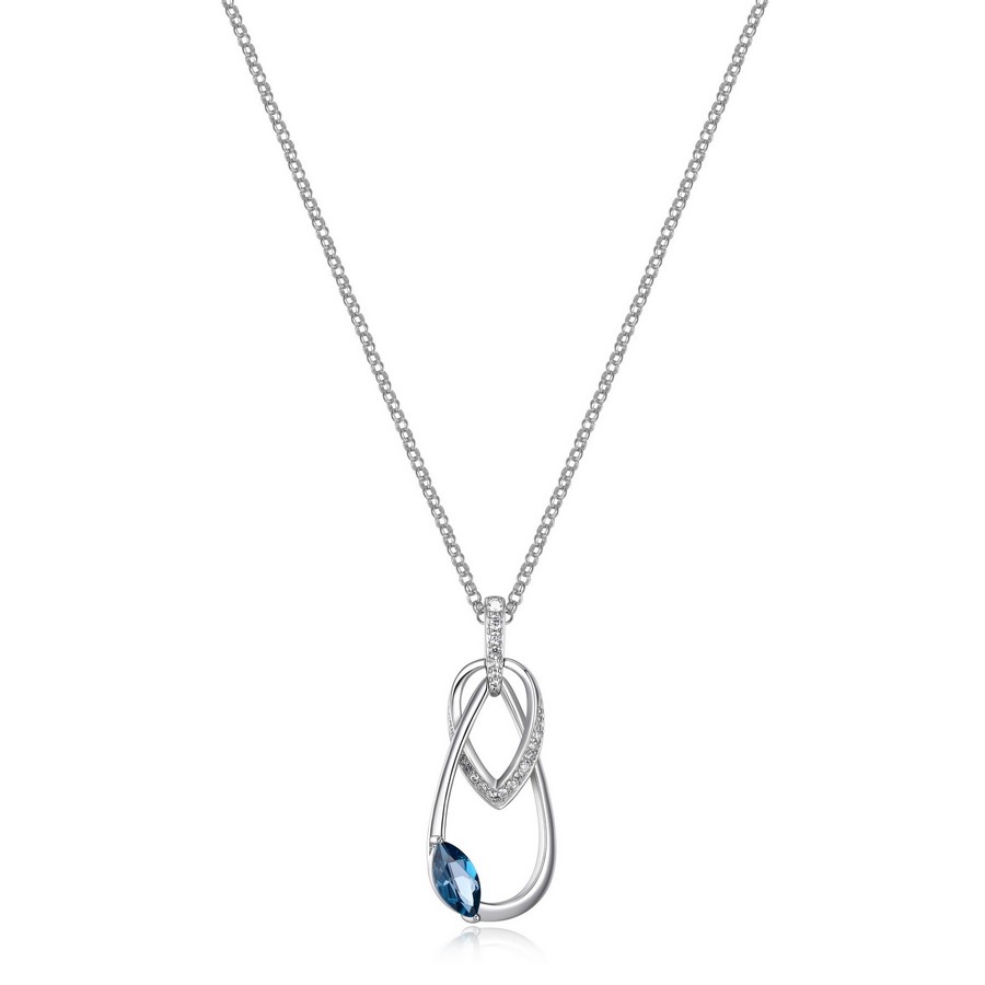 Pendentif pour femme en argent 925, topaze bleu, cubic zirconium