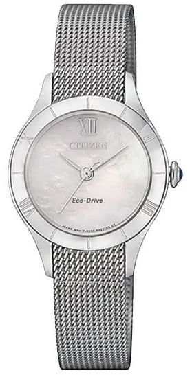 Montre femme, stainless, bracelet mèche, eco-drive