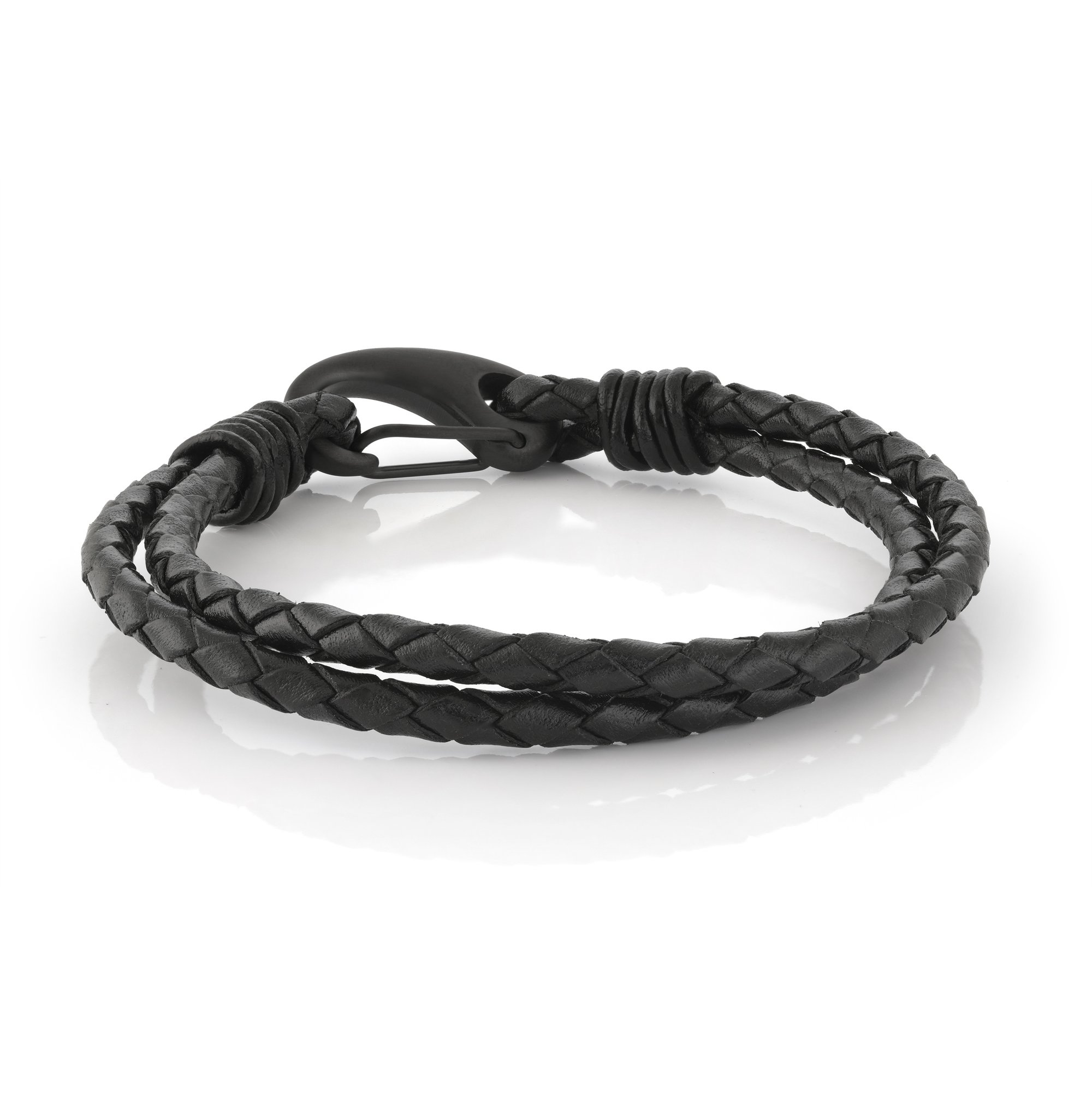 Bracelet double pour homme en cuir et stainless