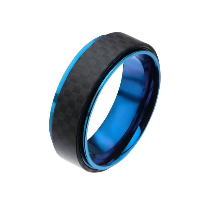 Bague pour homme en stainless et fibre de carbone