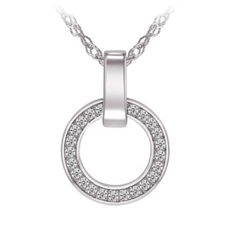 Pendantif argent 925, cercle garni de pierres