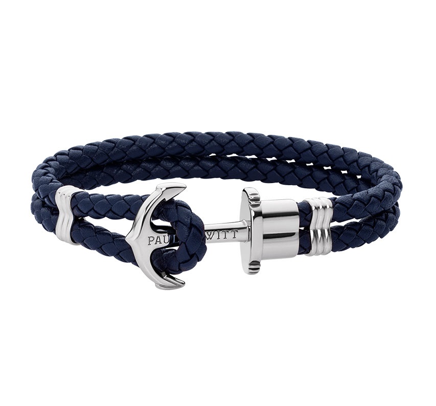 BR CUIR NOIR ANCRE ARGENT MED