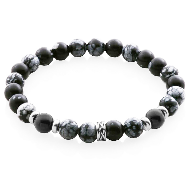 Bracelet stainless, boules, élastique