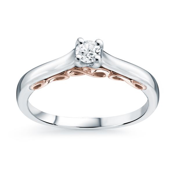 Bague solitaire pour femme en or 10k, 1 diamant VS fabriqué en laboratoire pour 0.15 carat - FDC-319AWP - MALO