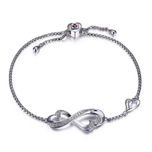 Bracelet pour femme en argent 925, cubic zirconium, coeurs