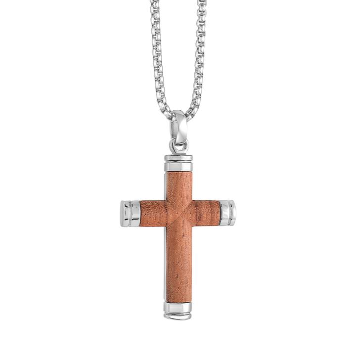 Pendentif pour homme en stainless et bois