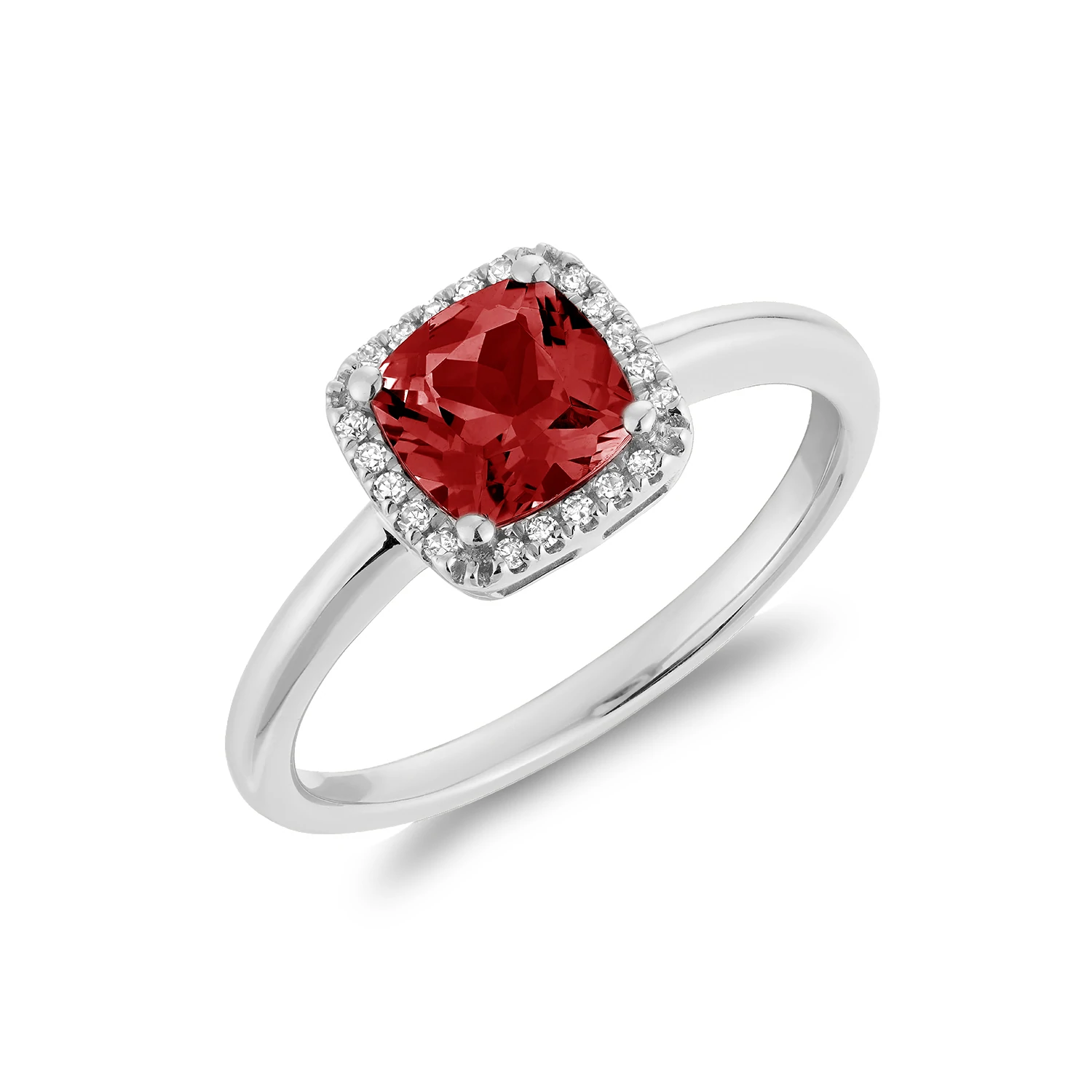 Bague pour femme en or 10k, 0.07 carat de diamants, 1 rubis fabriqué au laboratoire de 1.02 carat - 02-041028CRU - RNB