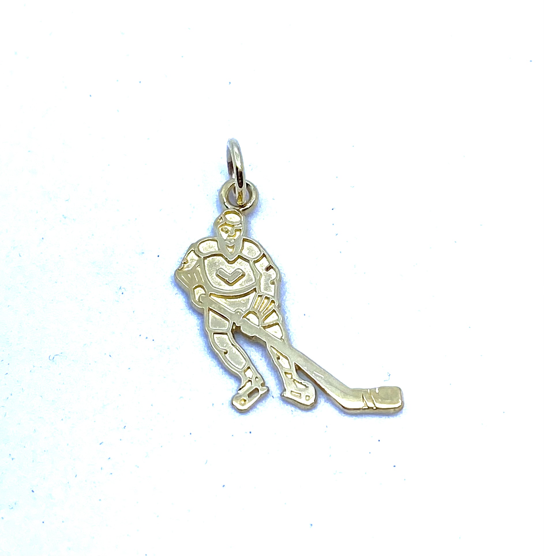 Pendentif pour femme en or 10k, joueur de hockey