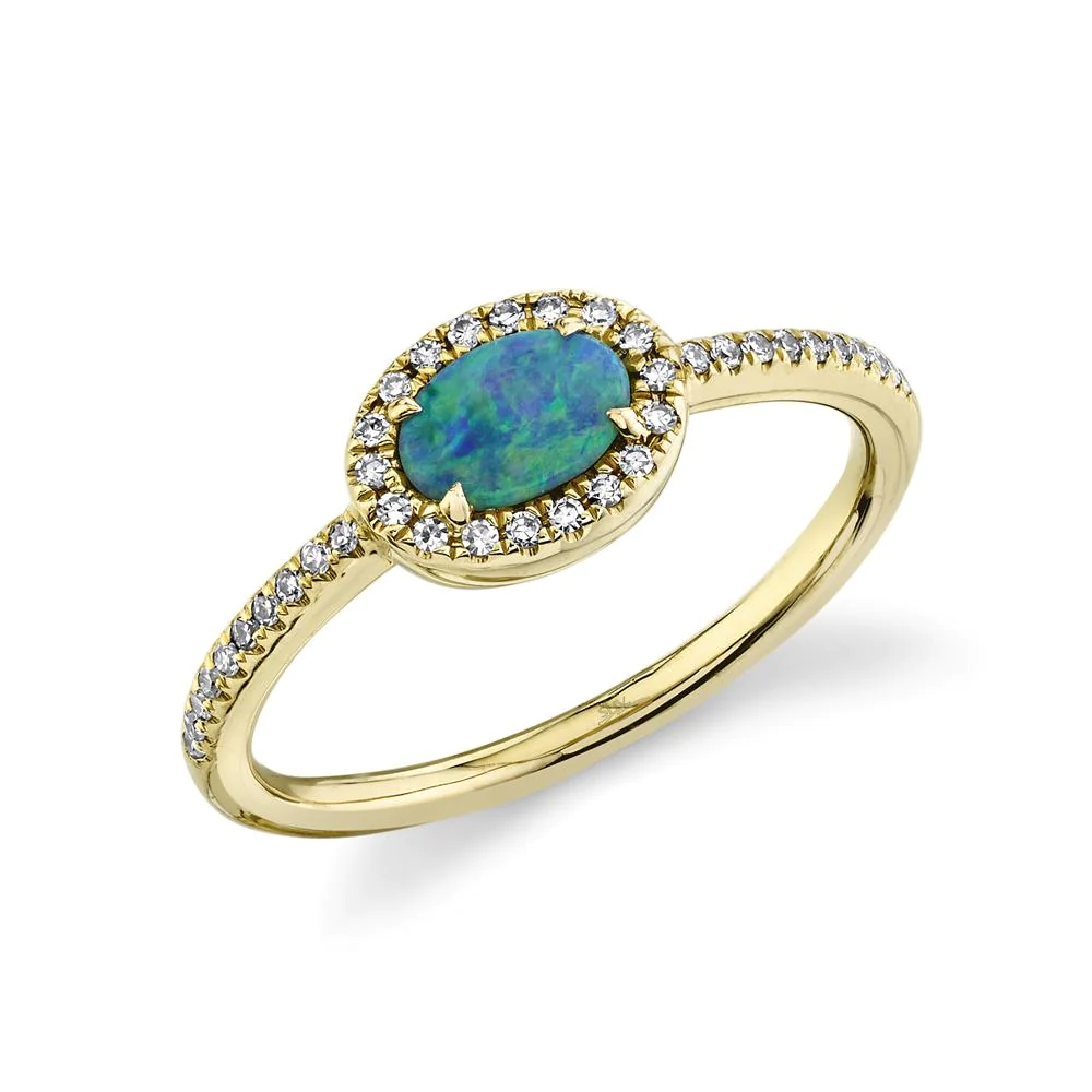 Bague pour femme en or 14k, 1 opale de 0.33 carat, 0.12 carat de diamants SI - SC55020753 - Shy Creations