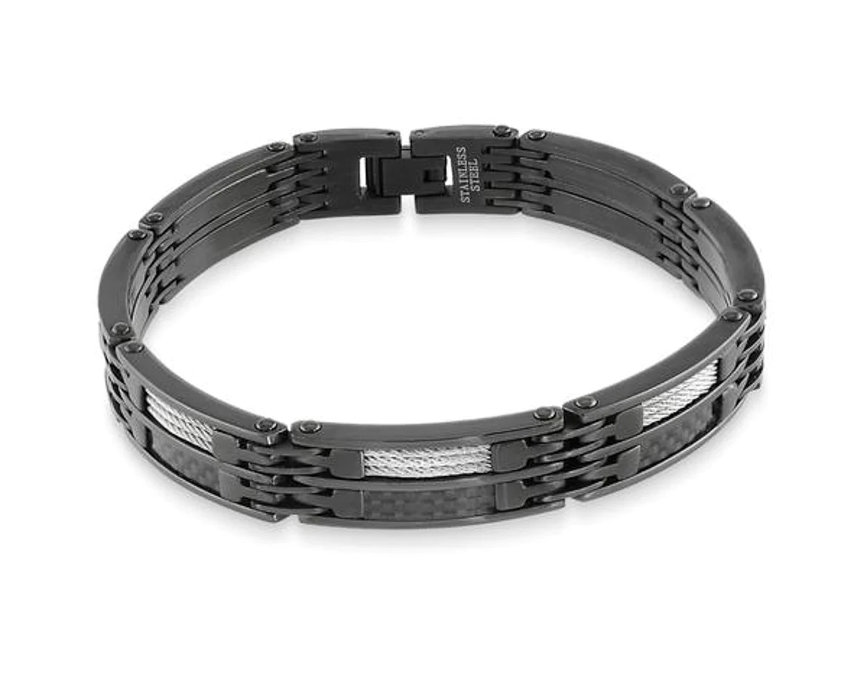 Bracelet pour homme en stainless et fibre de carbone