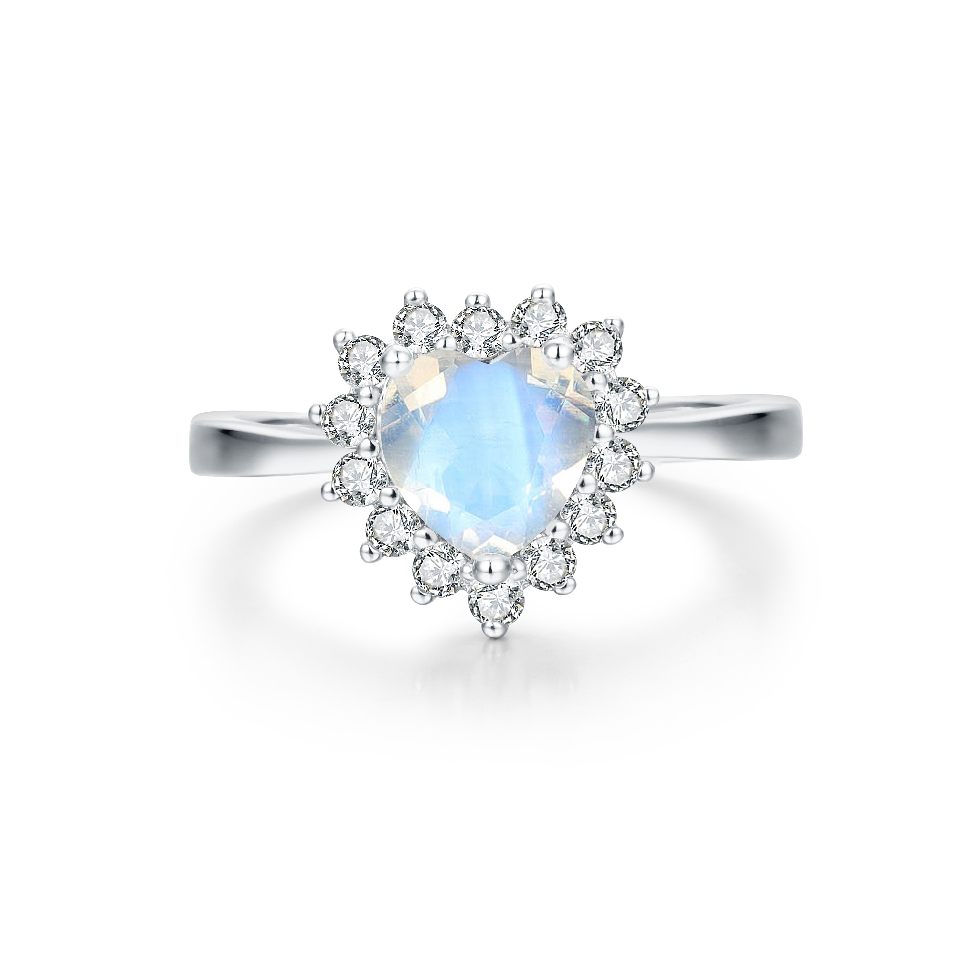 Bague pour femme en argent 925, pierre de lune, cubic zirconium - VALENTINE-S-6 - Pinkalie