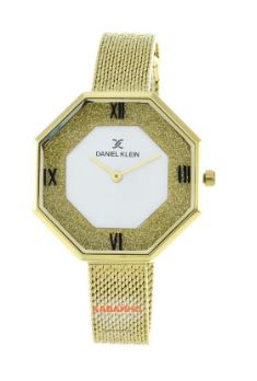Montre femme, stainless, bracelet mèche, cadran octogone, vitre diamantée