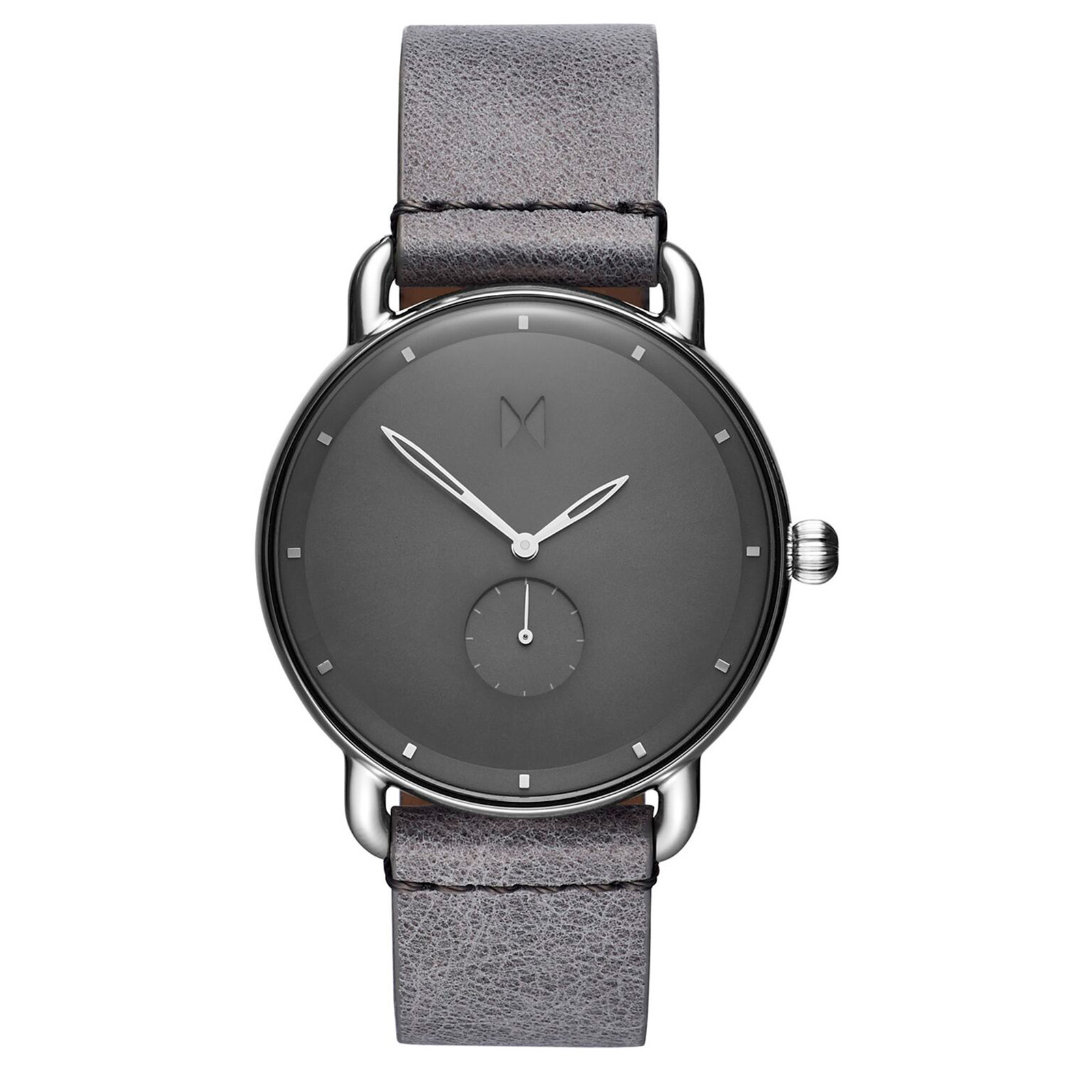 Montre stainless, bracelet cuir, 5ATM