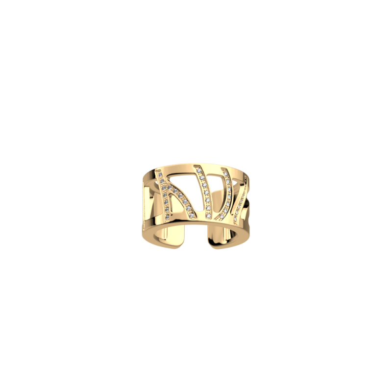 Bague pour femme en brass, 12mm, perroquet, zircons