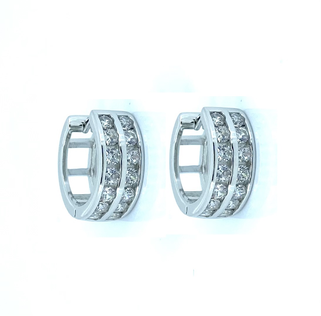 Boucles d'oreilles pour femme en argent 925, cubic zirconium, 15mm