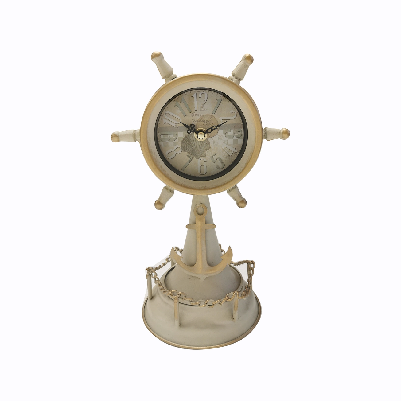 Horloge en forme de gouvernail de navire blanc vieilli - TC1978 - Divers
